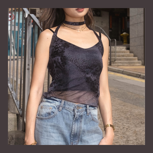 [ 🆕 型爆 🪩 🐆 隱約豹紋彈性背心 ] Leopard Sheer Cami - 2 colours
