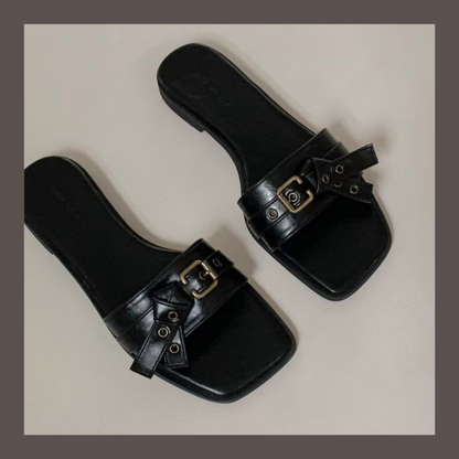 [ 有驚喜!! 軟腍腍易襯拖鞋] Buckle Soft Leather Slides