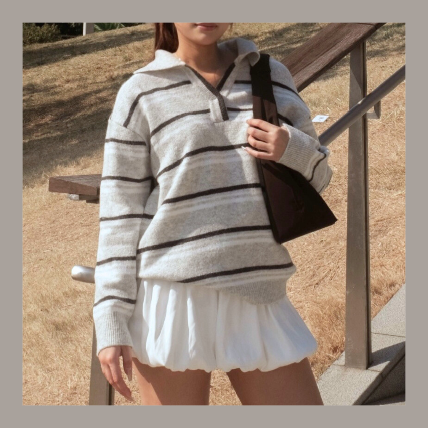 [ 美美的配色~ 🧺🩶 舒服百搭翻領冷衫 ] Copenhagen Stripes Sweater - 3 colours