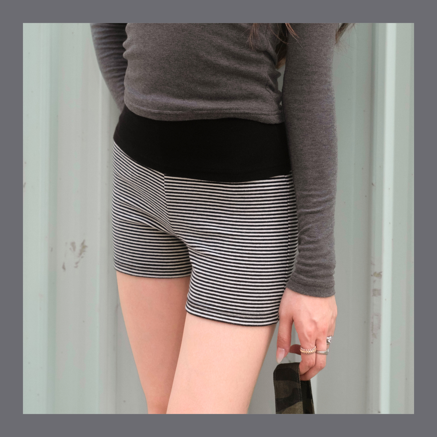 🆕 Foldover Striped Micro Hot Shorts -  3 colours