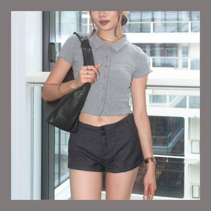 [ 🆕 低調易襯~ 🩶 軟綿綿彈性 top ] Cozy Cropped Shirt - 3 colours