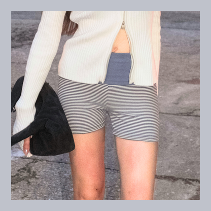 🆕 Foldover Striped Micro Hot Shorts -  3 colours