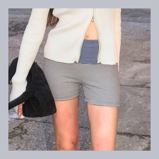 🆕 Foldover Striped Micro Hot Shorts -  3 colours