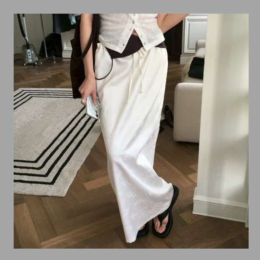 🆕 Satin Jacquard Drawstring Maxi Skirt - 2 colours
