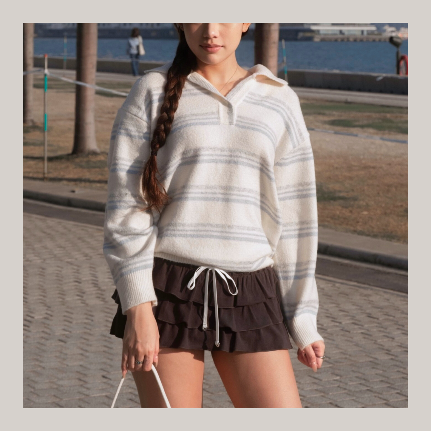 [ 美美的配色~ 🧺🩶舒服百搭翻領冷衫 ] Copenhagen Stripes Sweater - 3 colours