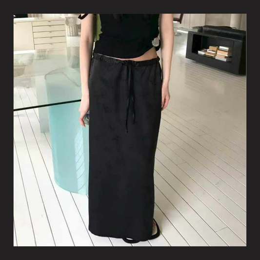 🆕 Satin Jacquard Drawstring Maxi Skirt - 2 colours