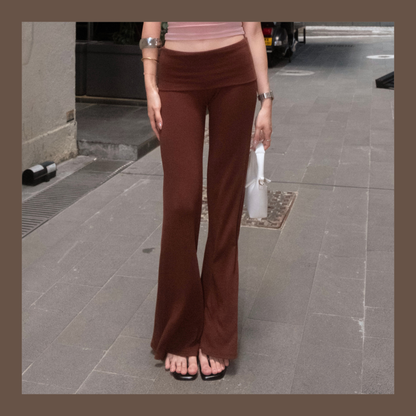 🆕 Foldover Waistband Flare Pants - 4 colours