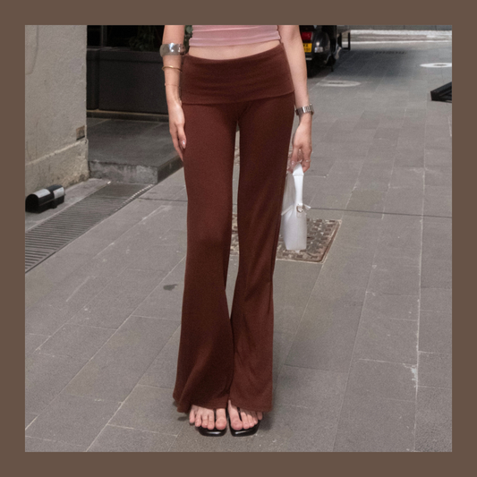 🆕 Foldover Waistband Flare Pants - 4 colours