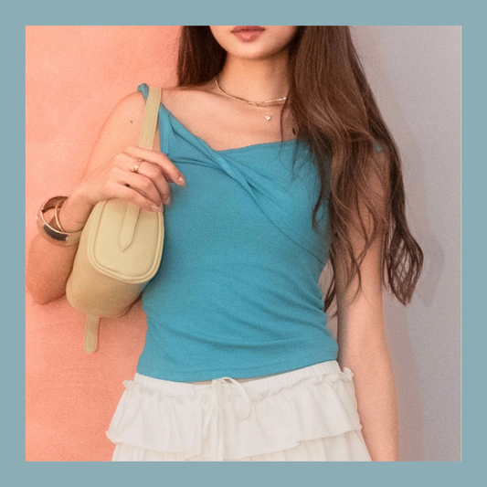 🆕 Twisted Asymmetric Ribbed One-Shoulder Top - 4 colours