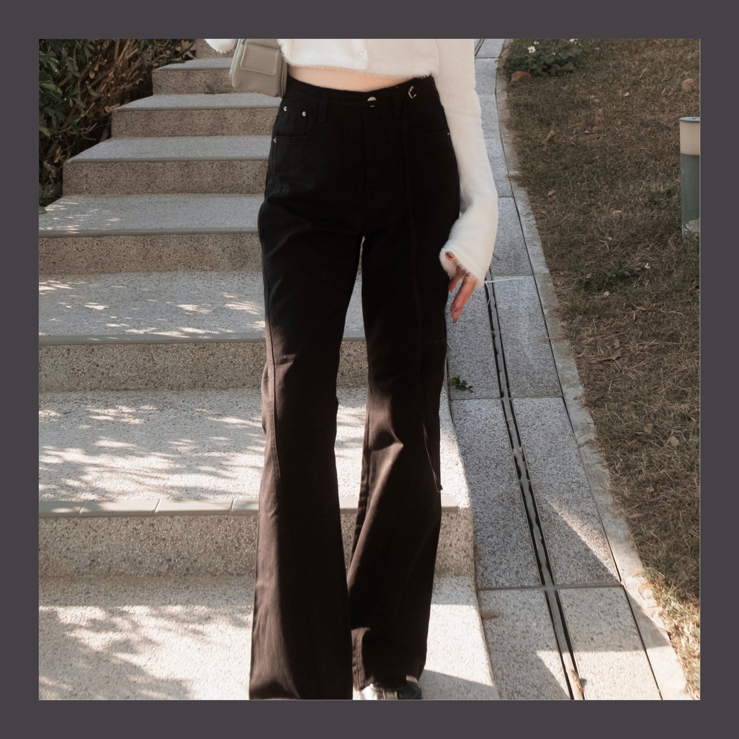 SALE [ 舒服 + 靚cut 🪽 歐美隨性高腰喇叭褲 ] Way Cool Mini Belt Flare Pants - 2 colours