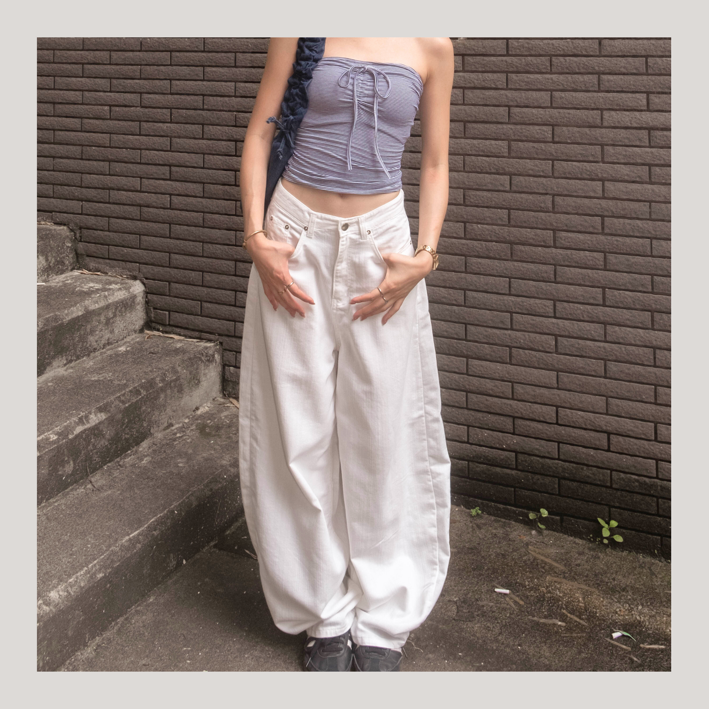 [ 天使來了～ 鐮刀褲! ] Angel's Wings Baggy Jeans