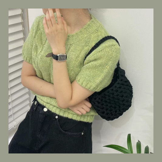 [ 簡約優雅~ 短袖針織~ ] Puffy Short Sleeve Knit Top