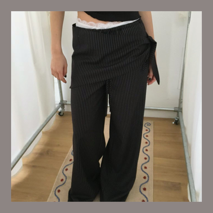 [ 🆕 極力大推薦 .✦ ݁˖ 清爽涼浸浸⋆˚࿔直間休長褲 ] Everyday Pants Stripes (with small scarf) - 2 colours