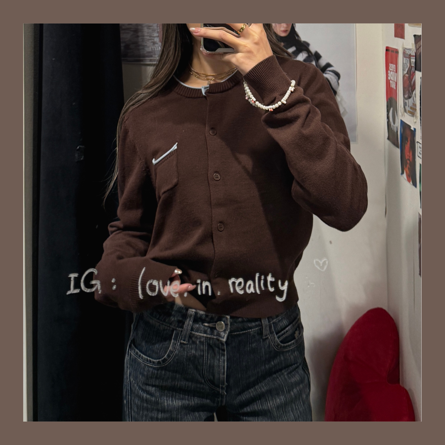 SALE [ 今季必備配色 藍加啡 ] Pocket Brown Cardigan