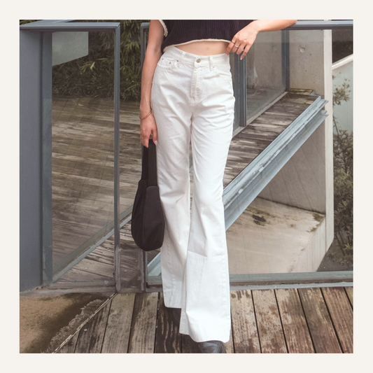 [ 不限身形~ 顯瘦濶身大喇叭 ] Vanilla Boot Cut White Jeans