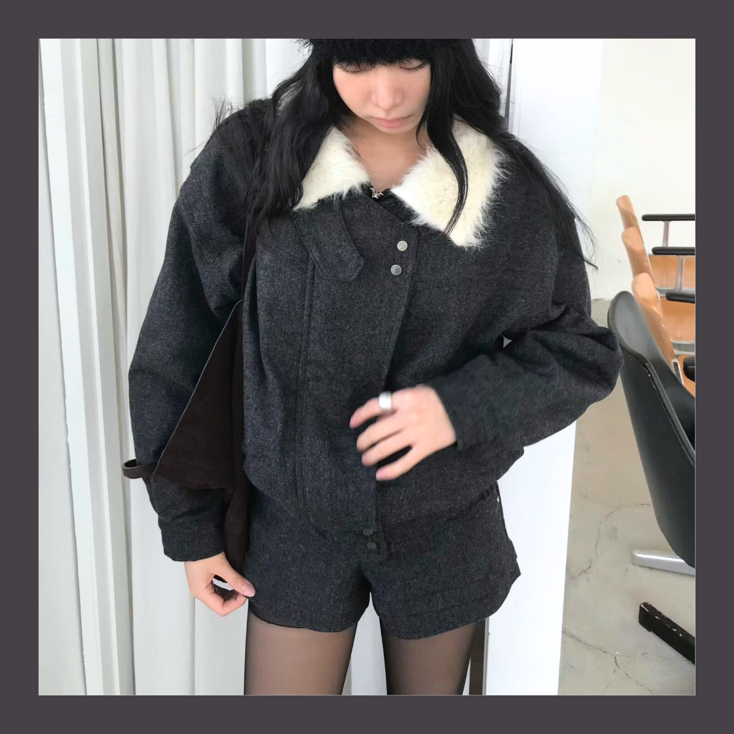 [ 潮流 pick! 歐美型格暖笠笠外套 ] Bomber Faux Jacket  - 2 colours