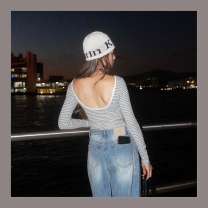 [ 🆕 大露背! 🧊🍸 經典橫閒連體衫 ] Backless Bodysuit Stripes - 2 colours