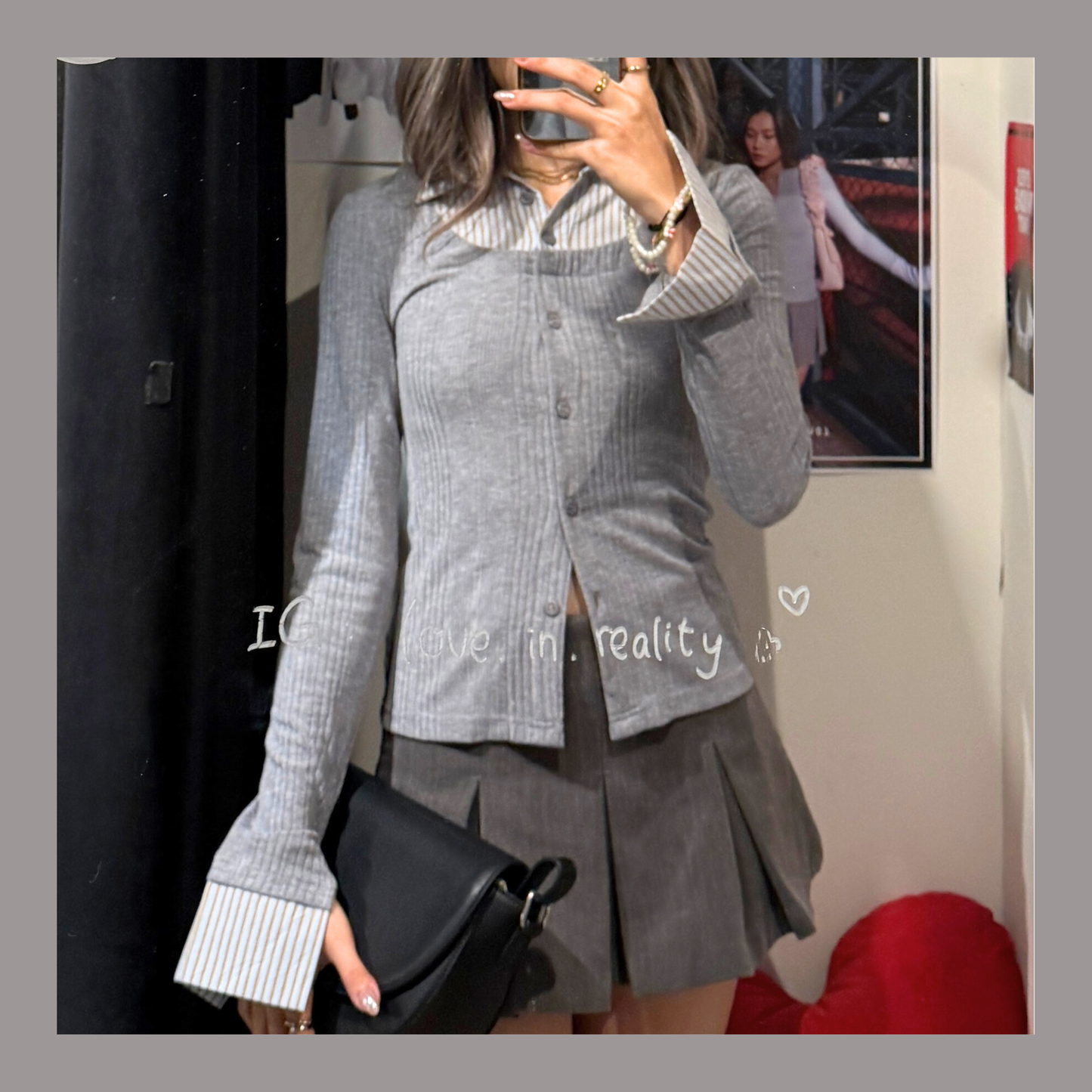 [ 🆕 假兩件氣質shirt sweater ] Blue Brown Shirt Sweater