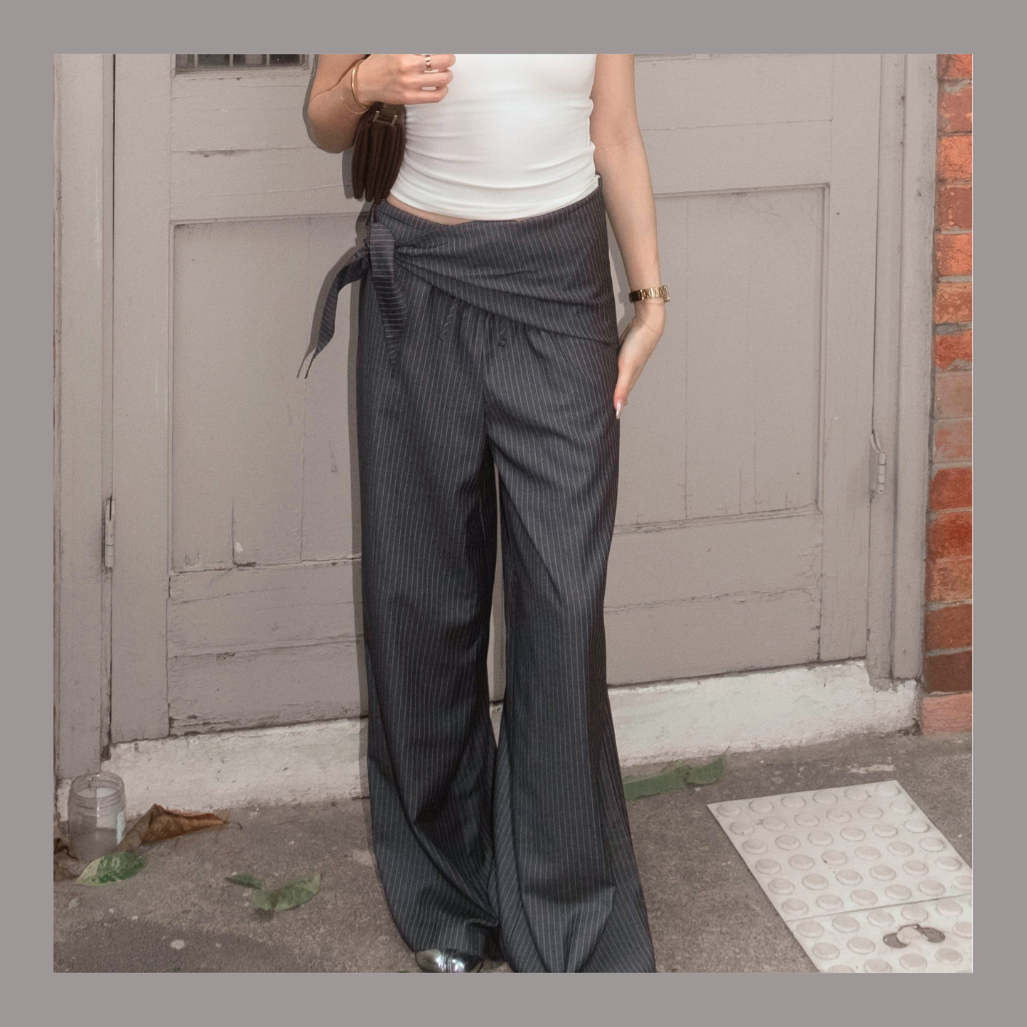[ 🆕 極力大推薦 .✦ ݁˖ 清爽涼浸浸⋆˚࿔直間休長褲 ] Everyday Pants Stripes (with small scarf) - 2 colours