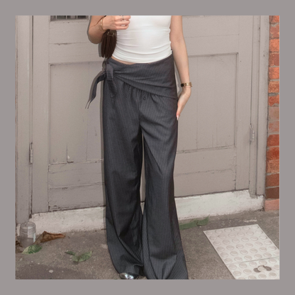 [ 🆕 極力大推薦 .✦ ݁˖ 清爽涼浸浸⋆˚࿔直間休長褲 ] Everyday Pants Stripes (with small scarf) - 2 colours