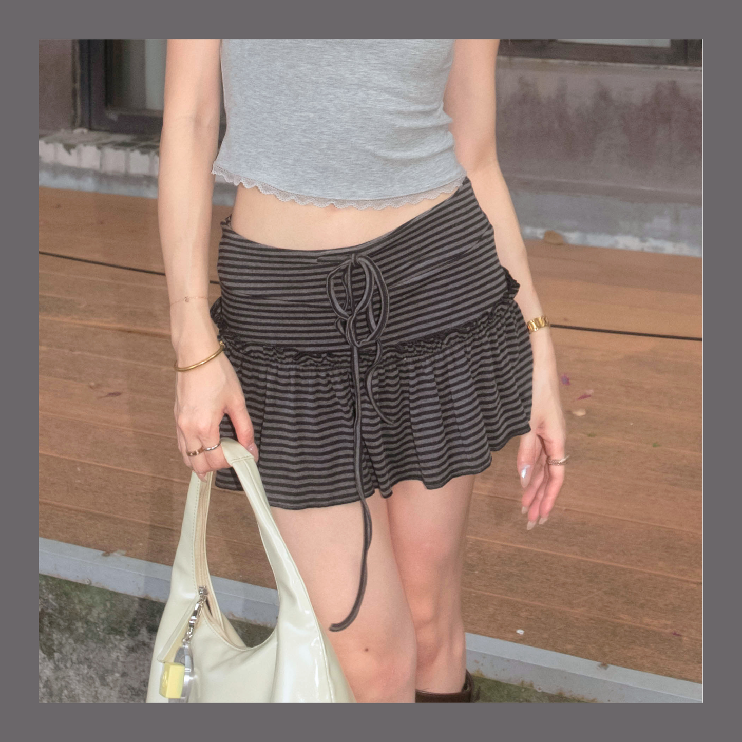 [ 🆕 夏日可愛小短裙 🌊 ] Bounce Mini Skirt Stripes - 2 colours
