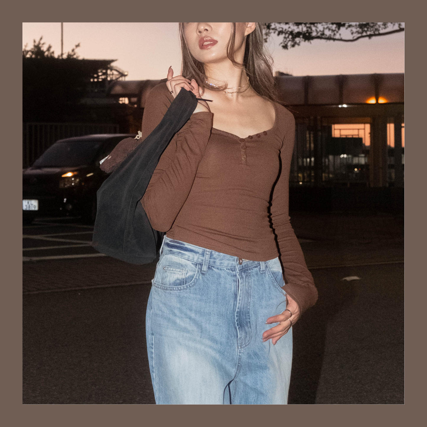 [ 🆕 歐美基礎 🤎 鈕扣彈性 top ] California Sunset Button Up Top - 2 colours