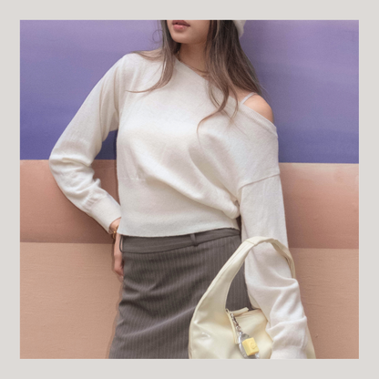 [ 🆕 軟淋淋~ 斜膊軟薄冷衫] Couch Sheer Sweater - 4 colours
