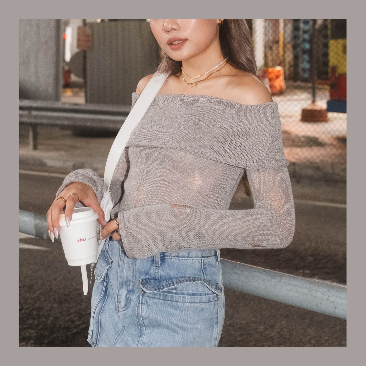 [ 必入手! 軟熟針織一字膊 叛逆微破爛 ] Soft But Rebellious Off Shoulder Knit Top - 3 colours