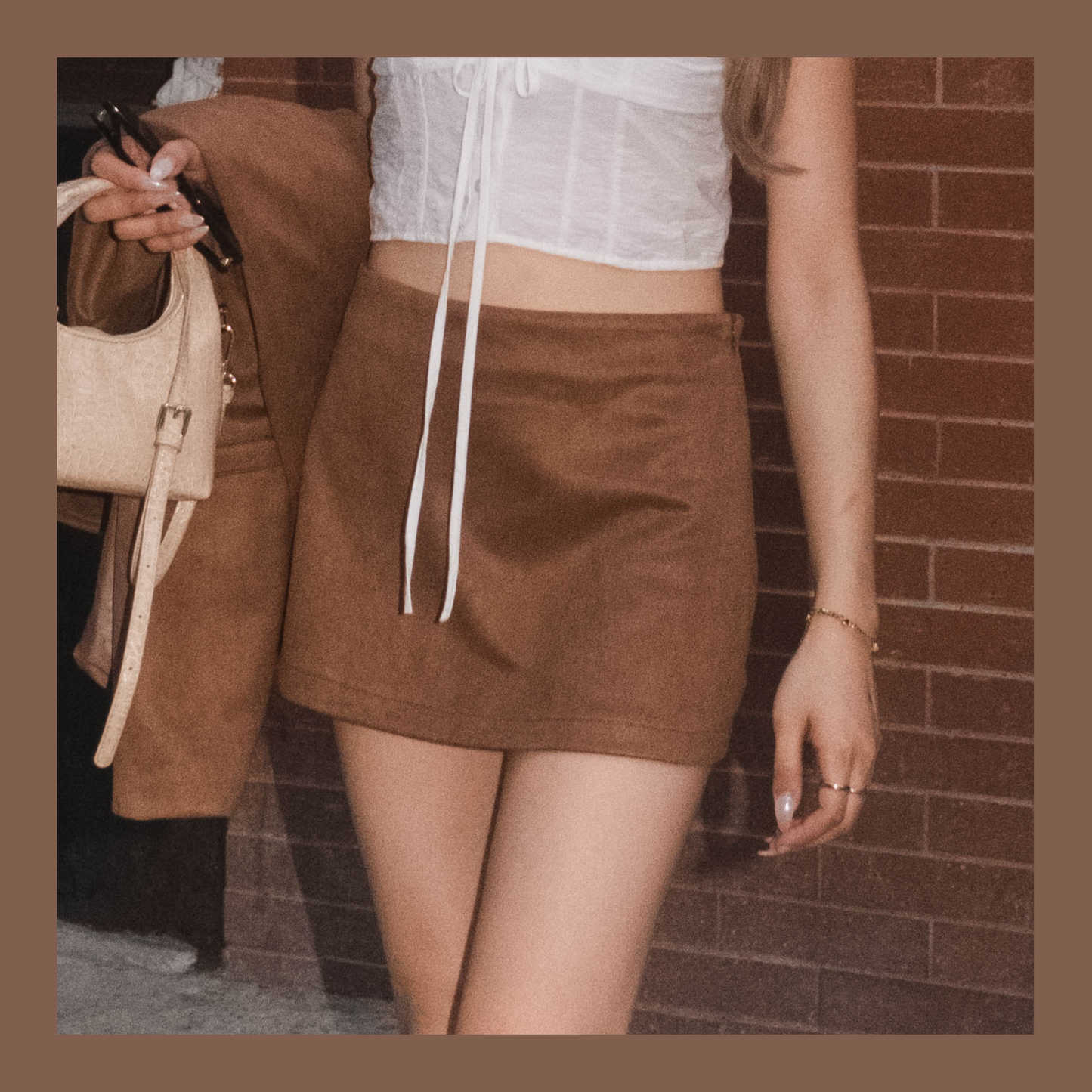 [ 秋意濃~ 仿麂皮短裙 ] Faux Suede Mini Skirt