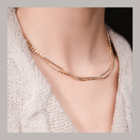 [ 低調 bing bing 雙鏈 ] Double Chain Sparkle Necklace - Gold