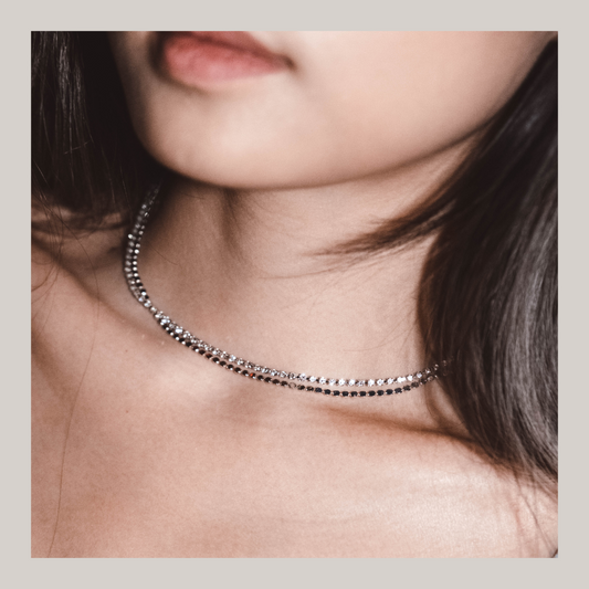 [ 低調 bing bing 雙鏈 ] Double Chain Sparkle Necklace - Silver