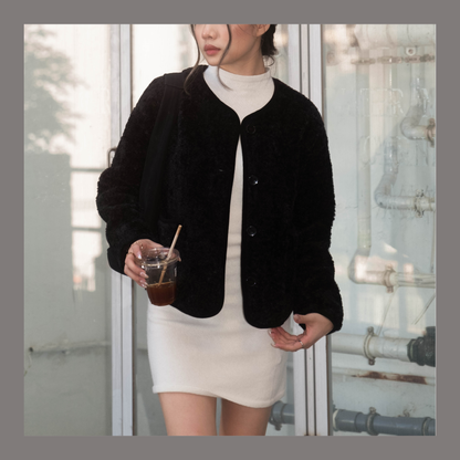 [ 🆕 超厚實! 超氣質! 短毛毛保暖外套 ] Bear Bear Fluffy Jacket - 2 colours