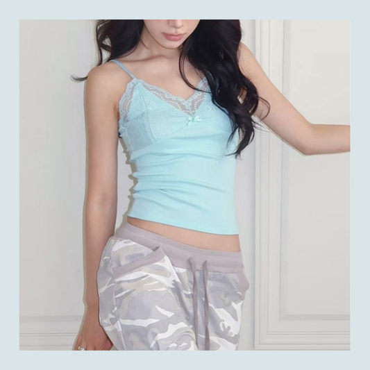 Lace Trim Bow Cami Top - 5 colours