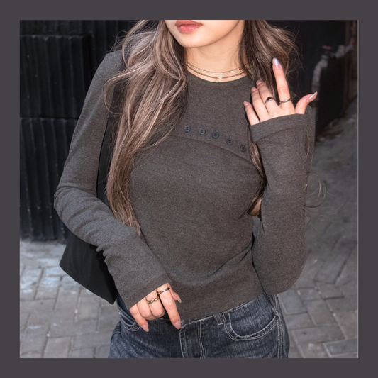 [ 🆕 簡約 & 小細節 ! 軟綿綿長袖 top ] Lock It Up Top - 3 colours