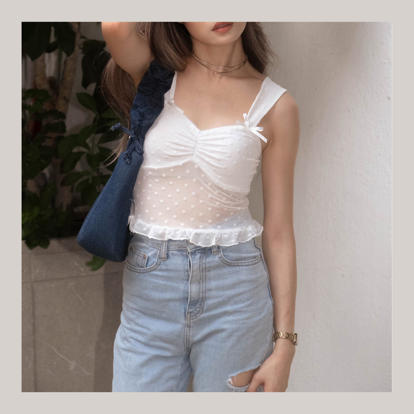 [ 小性感透時 girly top ] Fairy Dot Lace Top