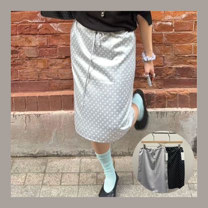 🆕 Polka Dot Satin Drawstring Midi Skirt - 2 colours