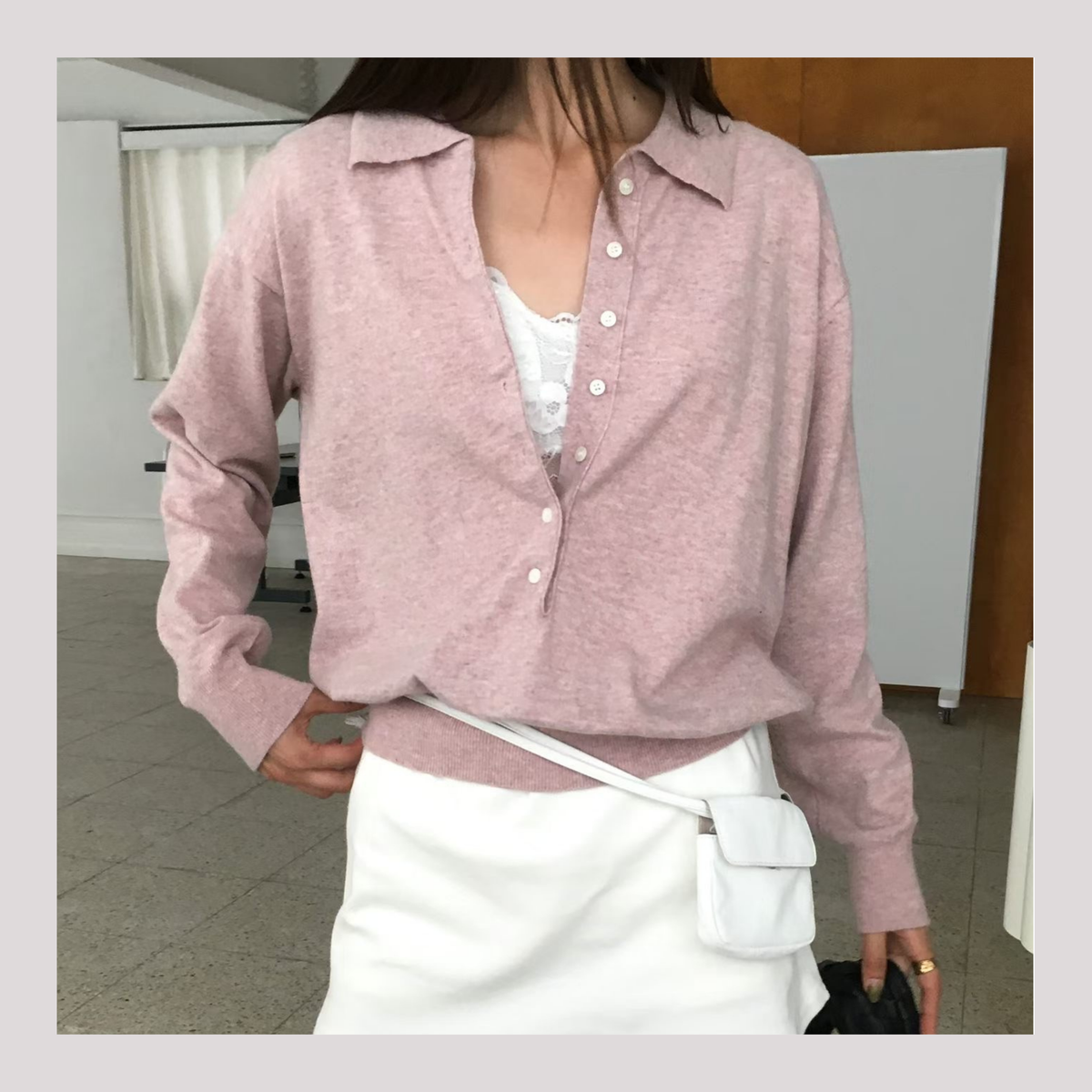 Collared Button-Front Fine Knit Sweater - 4 colours