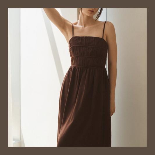 Sofia Linen Dress - Brown