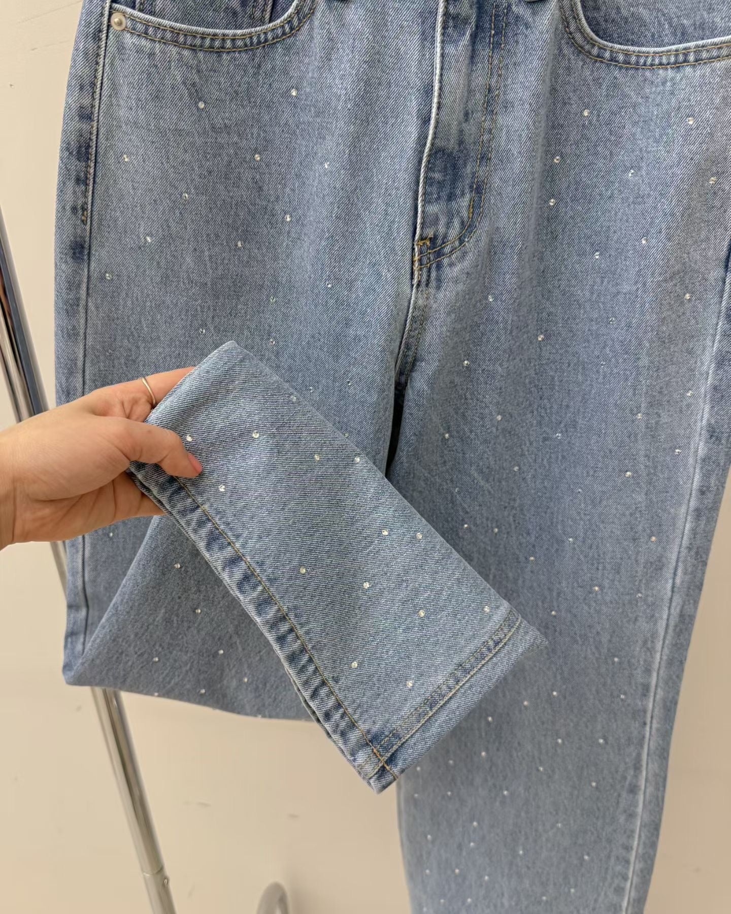 🆕 Sparkle Straight Wide-Leg Jeans - 3 colours