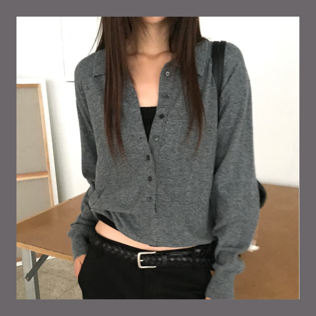 Collared Button-Front Fine Knit Sweater - 4 colours