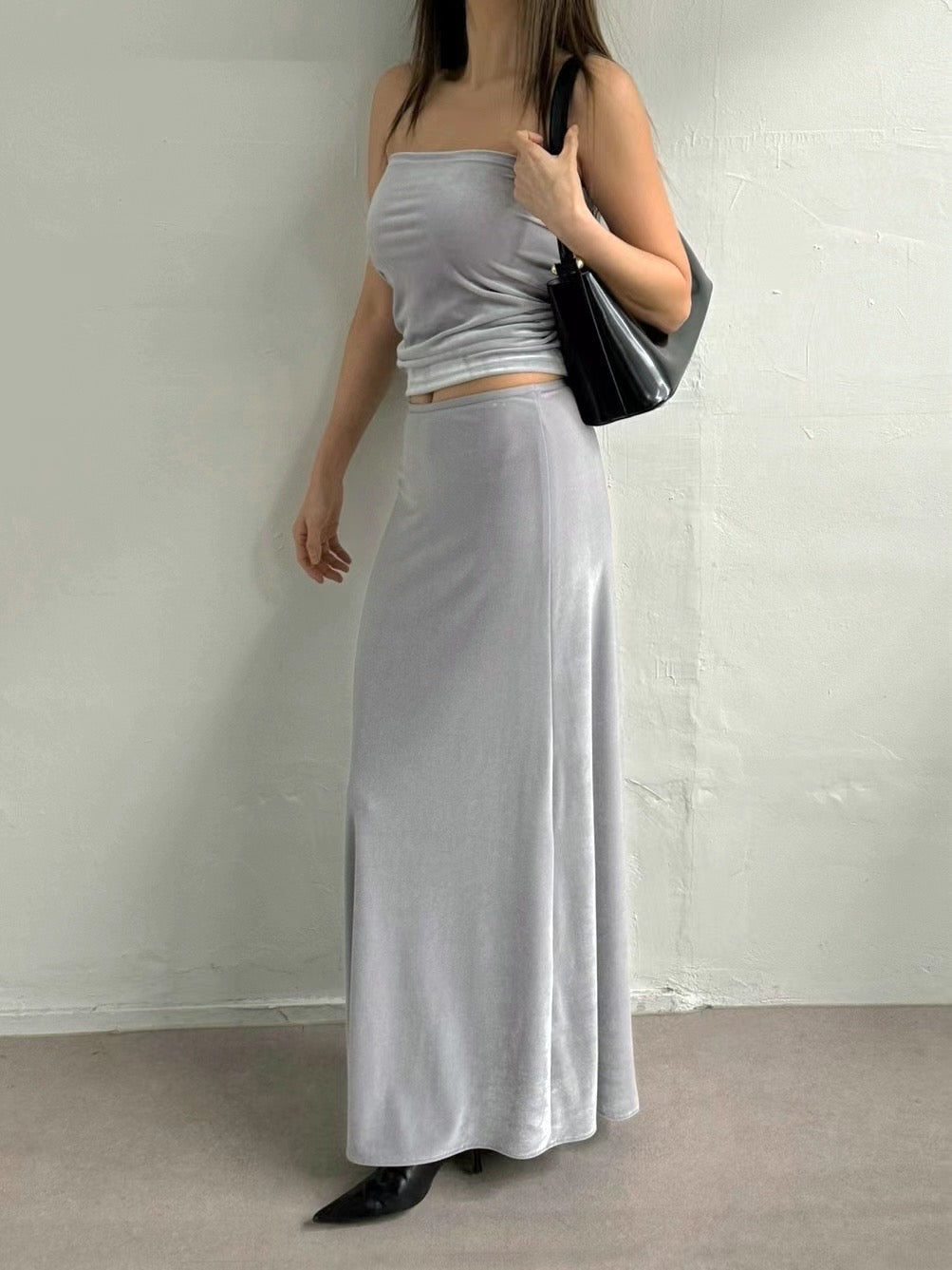 [ 氣質款 ! 高質絨面長裙 ] Shimmer Velvet Maxi Skirt - 4 colours