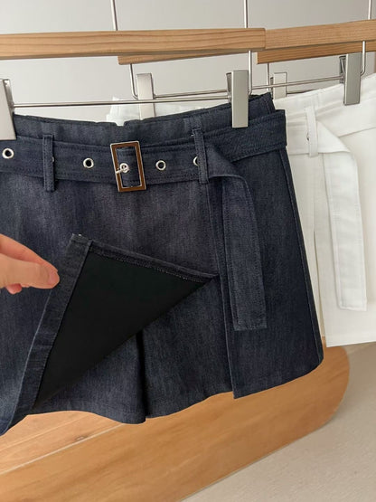 [ 🆕 簡約必備! 短裙褲連皮帶) ] Common Mini Skort With Belt - 3 colours