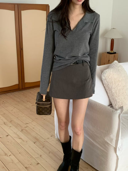[ 🆕 簡約必備 𐙚⋆.˚ 直間短裙 ] Needa Mini Skirt Stripes - 2 colours
