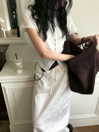 🆕 Satin Jacquard Drawstring Maxi Skirt - 2 colours