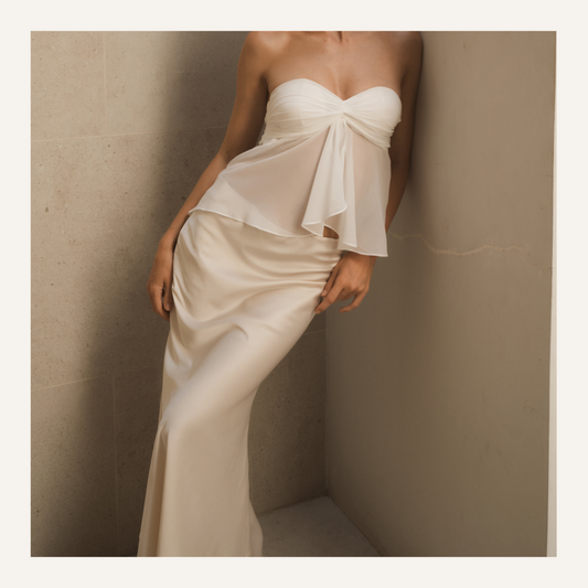 Low-Waisted Maxi Satin Skirt - Ivory