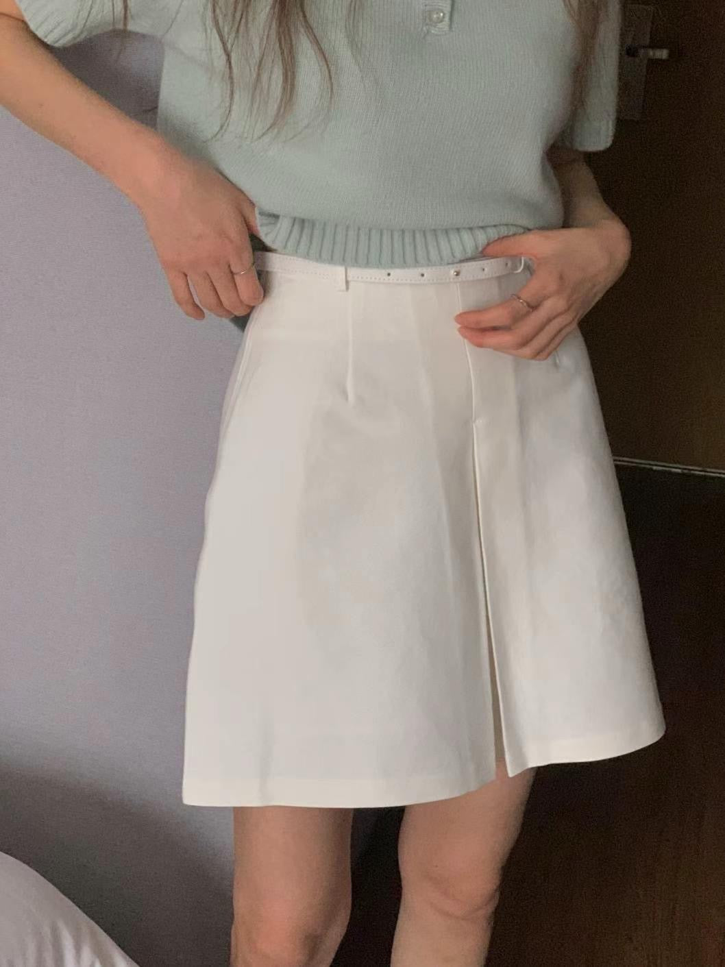 [ 韓國連線 🇰🇷 極高質! 防皺不透西裝裙 (連腰帶)] Sailing Wave Mini Skirt (with belt) - 3 colours