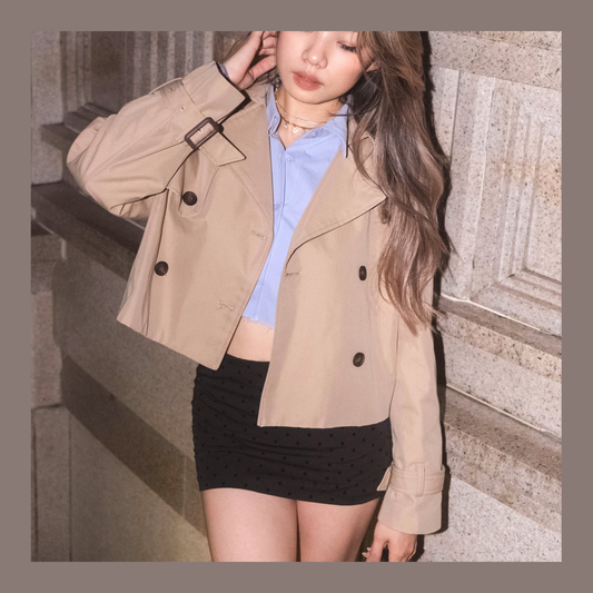 [ 小個子友好 - 短款乾濕褸!  ] Marron Glacé Trench Coat Cropped