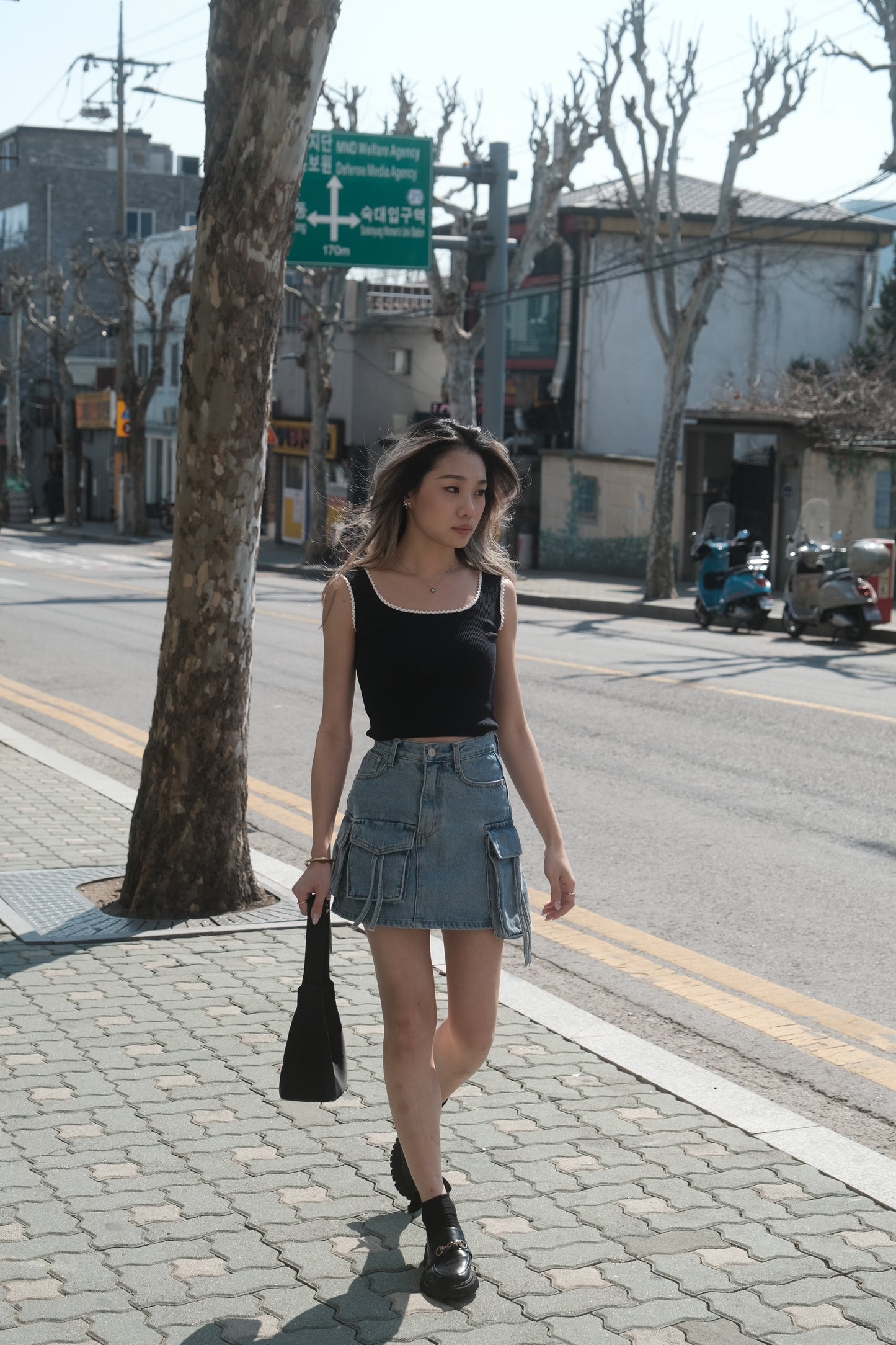 [ 韓國連線 🇰🇷 潮爆! 不撞款型格 cargo 牛仔裙 ] Pockets & Pockets Denim Skirt - Denim Blue