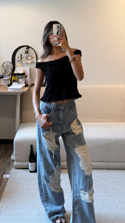 [ 🆕 夏日熱推款 🎀ྀིྀི ⋆｡‧˚ʚ🧸ɞ˚‧｡⋆甜辣暗花兩著 top ] Aura Two-way Top - 2 colours