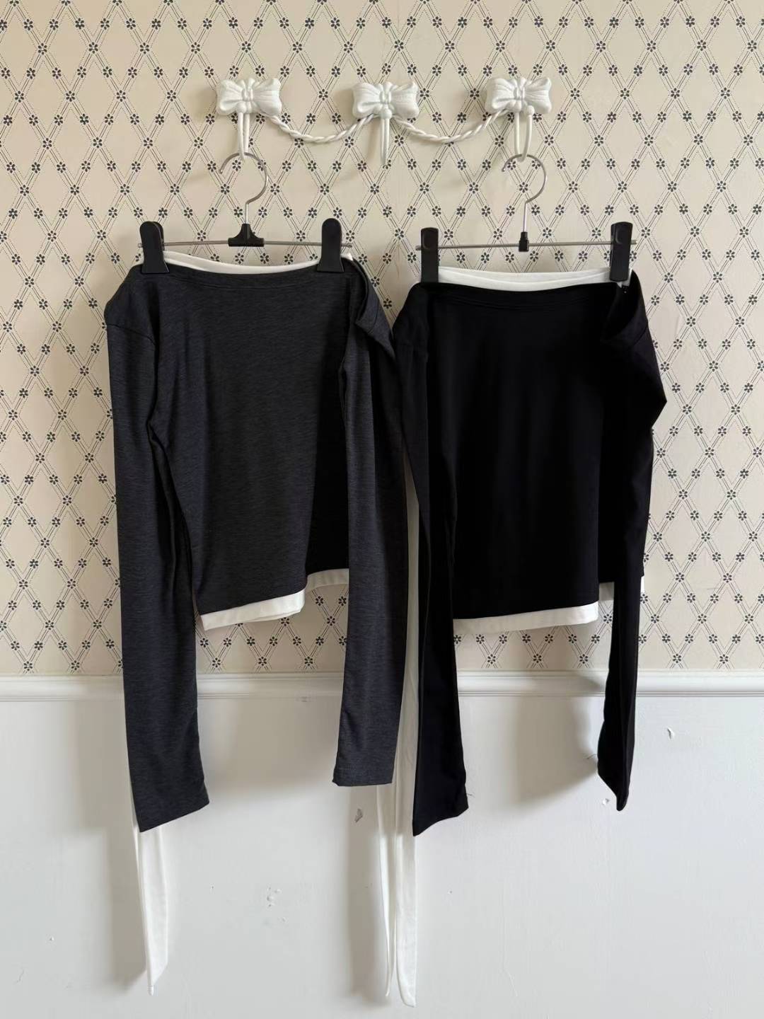 [ 🆕 氣質蝴蝶結斜膊 top ] Bowie Layered Top - 2 colours